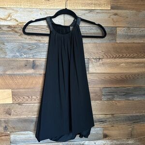 Elegant Black Halter Top with Leather Collar